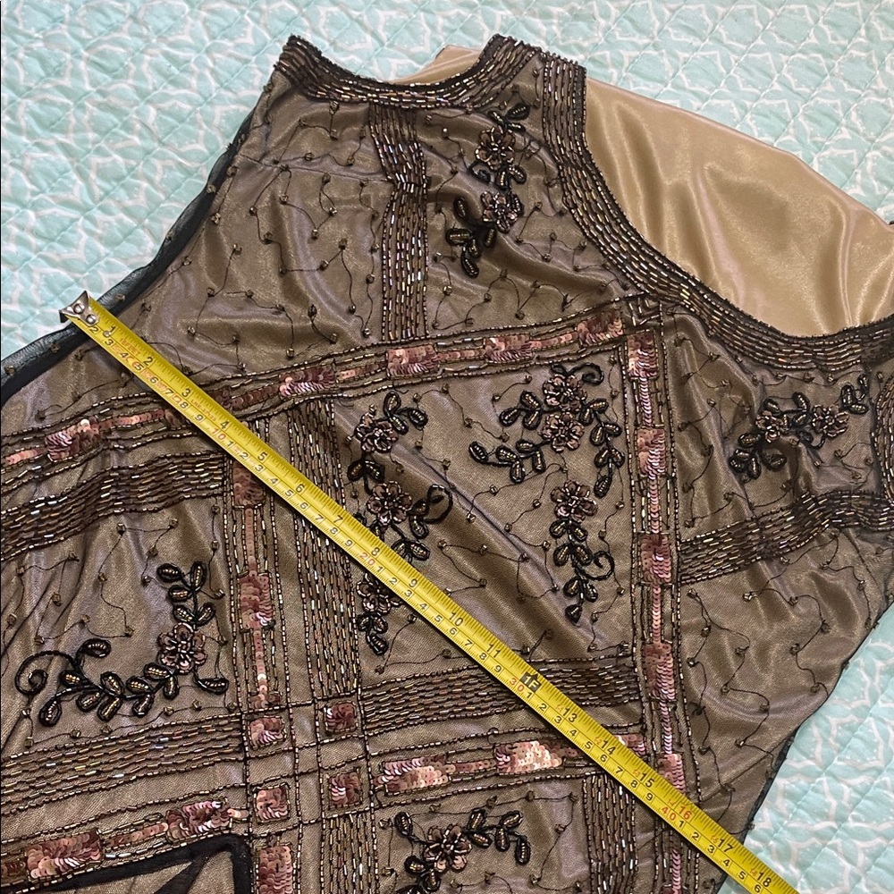 Sheer mesh drop waist beaded, and sequin dress. - Picture 6 of 8